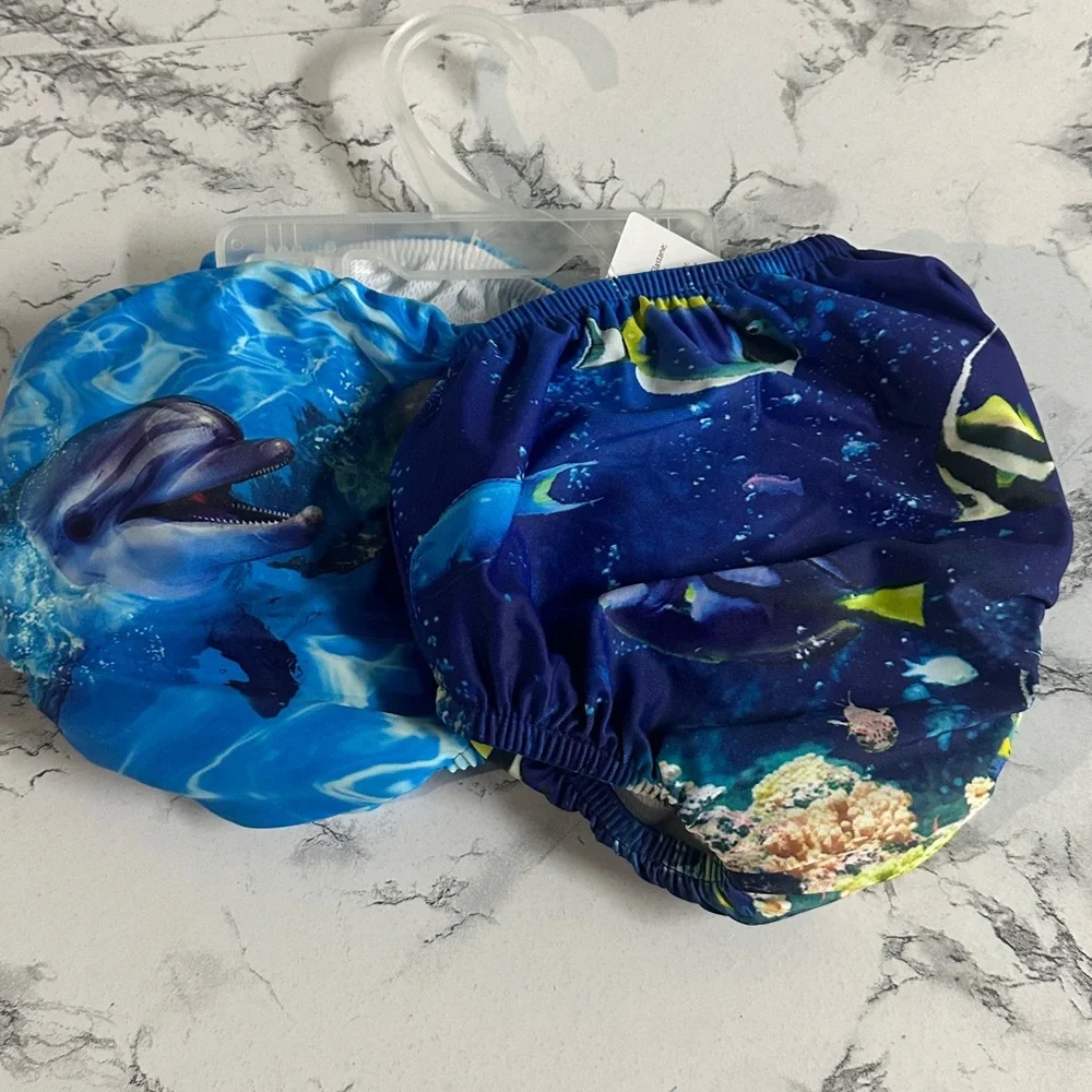 Hudson Baby Navy Ocean Reusable Swim Diaper Covers 2 Pack Size 18-24 Months